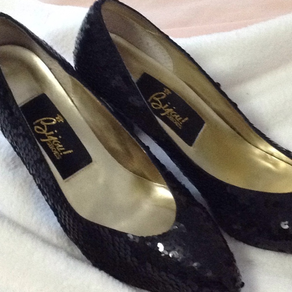 Black Sequin Shoes by Bijou